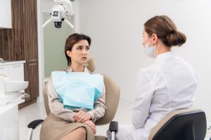 Patient anxiety support during a calm dental appointment